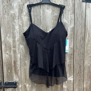 Sunsets California Black Ava Tiered Tankini Top,Size Medium,NWT